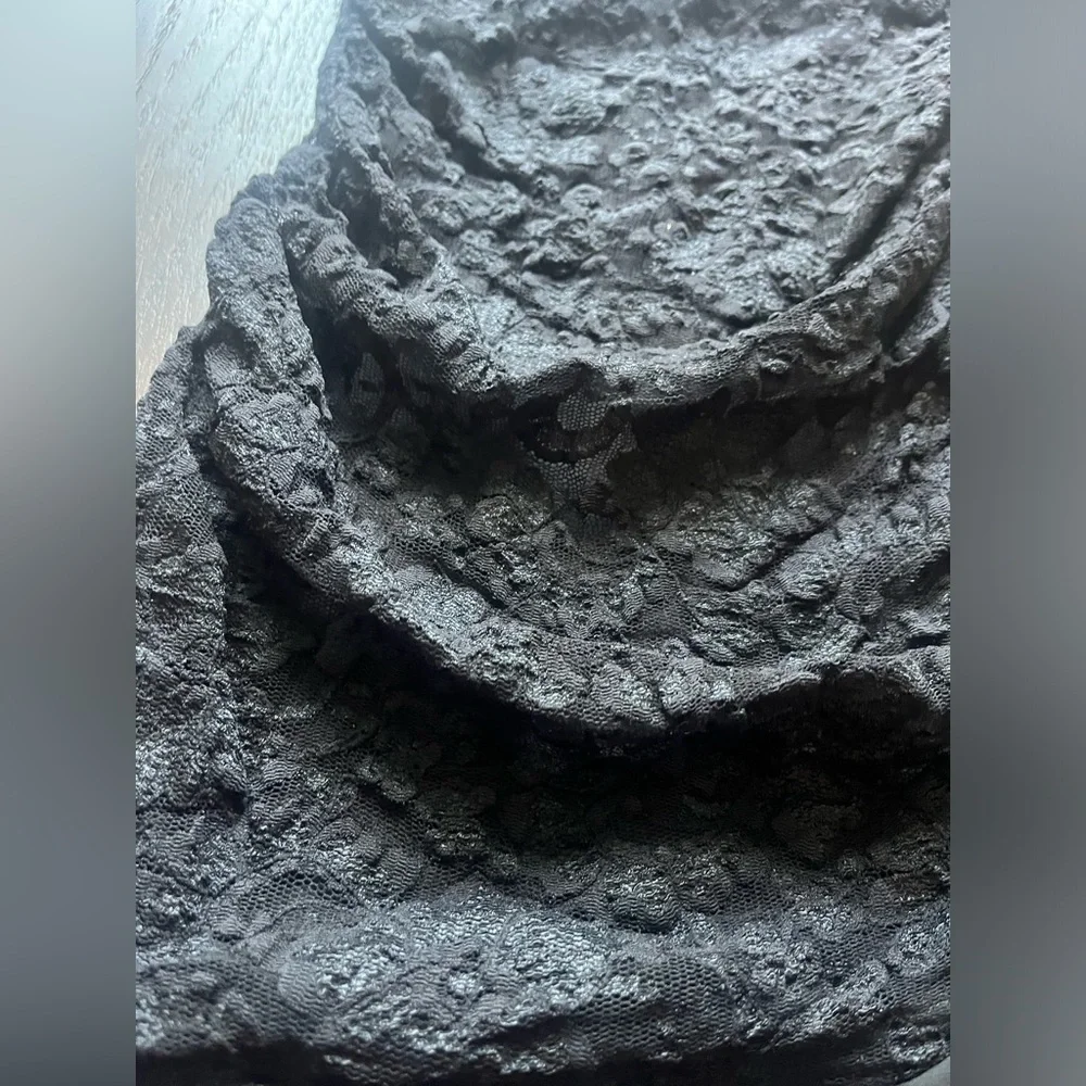 Vintage Black lace halter tie-up asymmetrical evening dress XS - Picture 9 of 15